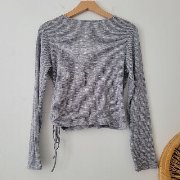 American Eagle Ballet Wrap Top Gray Adjustable M - Picture 2 of 6